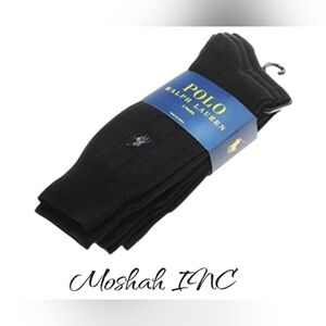 Polo Ralph Lauren Ribbed Men's 3-Pack Dress Socks - size 10-13 - BLACK